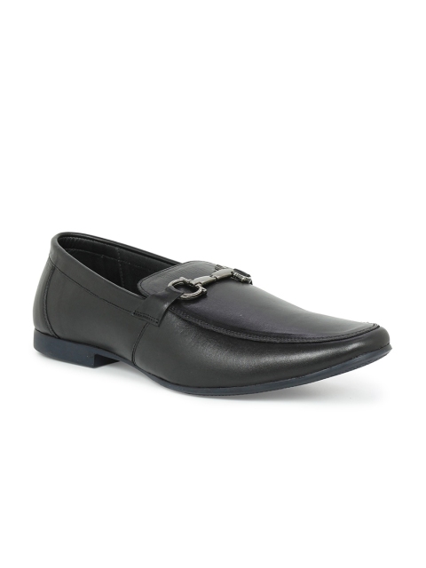 

PRIVO Men Black Leather Slip-On Sneakers