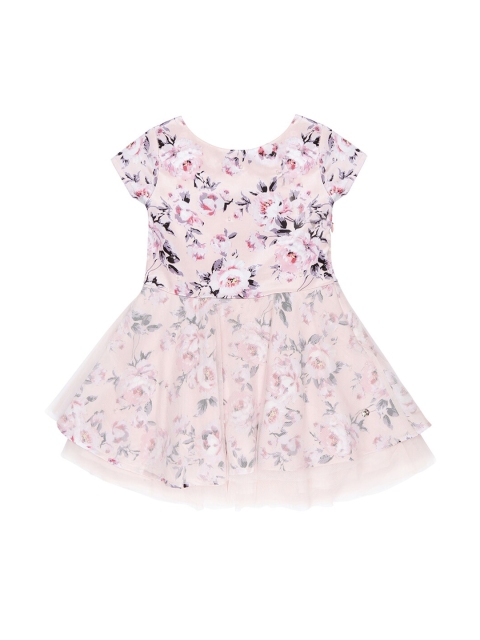

Gini and Jony Girls Peach-Coloured Cotton Floral Dress