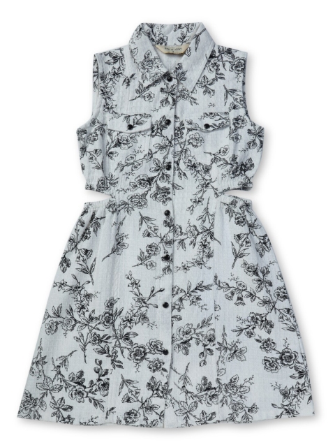 

Gini and Jony Girls Grey & Black Floral Printed A-Line Dress