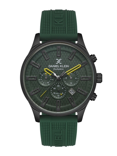 

Daniel Klein Men Black Patterned Dial & Green Bracelet Style Straps Analogue Watch DK 1 13171-6