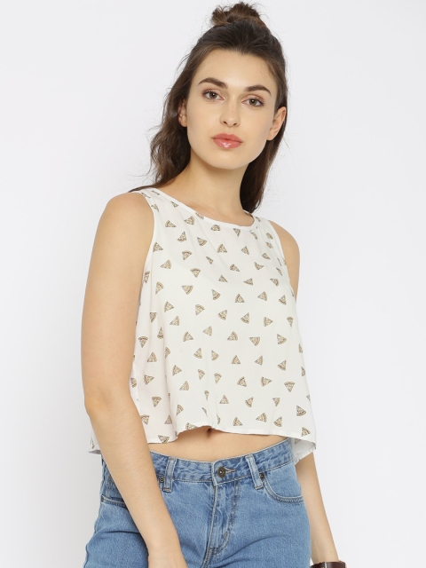 

Ginger by Lifestyle Women White Printed Crop Top