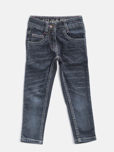 

612 League Girls Navy Blue Washed Stretchable Jeans