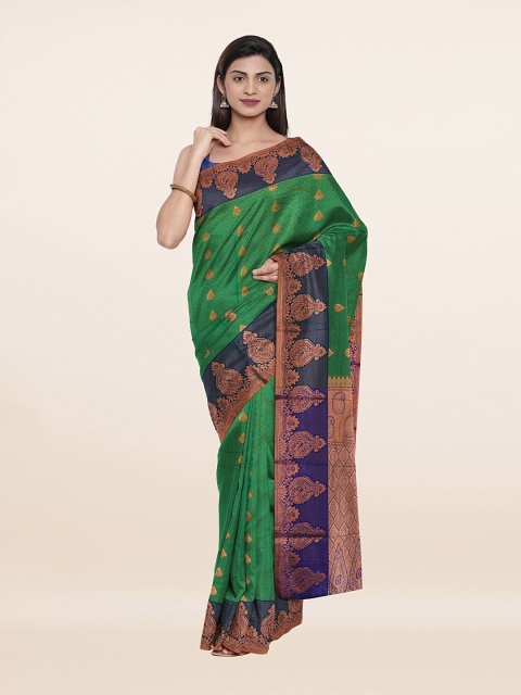 

Pothys Green & Gold-Toned Woven Design Zari Art Silk Saree
