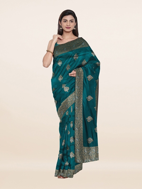 

Pothys Green & Gold-Toned Woven Design Zari Art Silk Saree