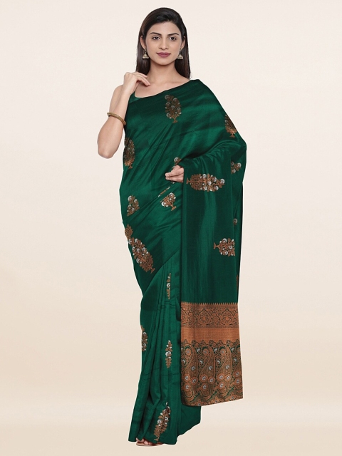 

Pothys Green & Gold-Toned Woven Design Zari Art Silk Saree