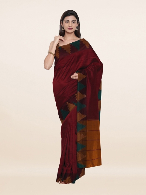 

Pothys Maroon & Copper-Toned Woven Design Zari Art Silk Saree