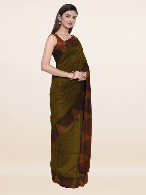 

Pothys Green & Copper-Toned Zari Art Silk Saree