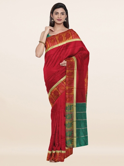 

Pothys Pink & Green Zari Art Silk Saree