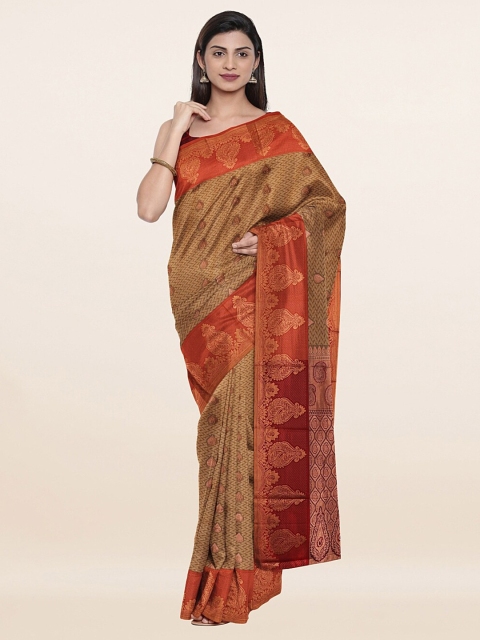 

Pothys Brown & Gold-Toned Woven Design Zari Art Silk Saree