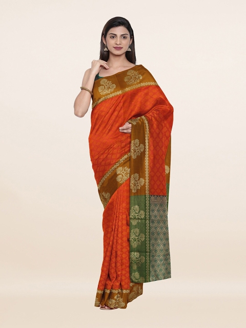 

Pothys Orange & Gold-Toned Woven Design Zari Art Silk Saree