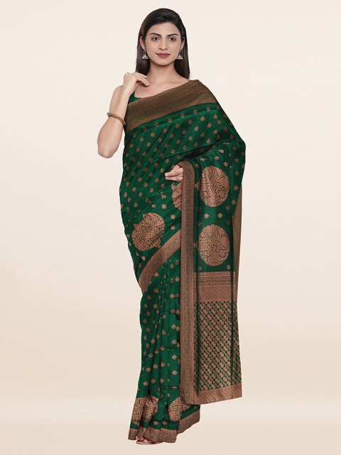 

Pothys Green & Gold-Toned Woven Design Zari Art Silk Saree
