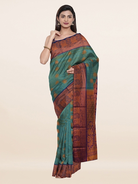 

Pothys Green & Copper-Toned Woven Design Zari Art Silk Saree