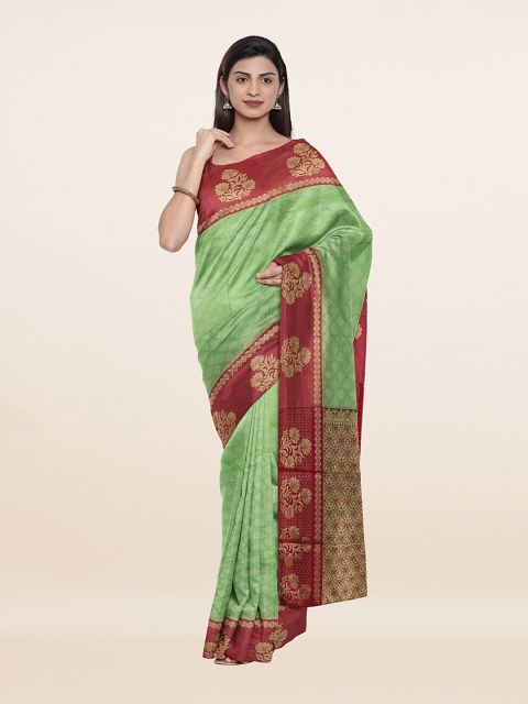 

Pothys Women Green & Maroon Woven Design Art Silk Saree