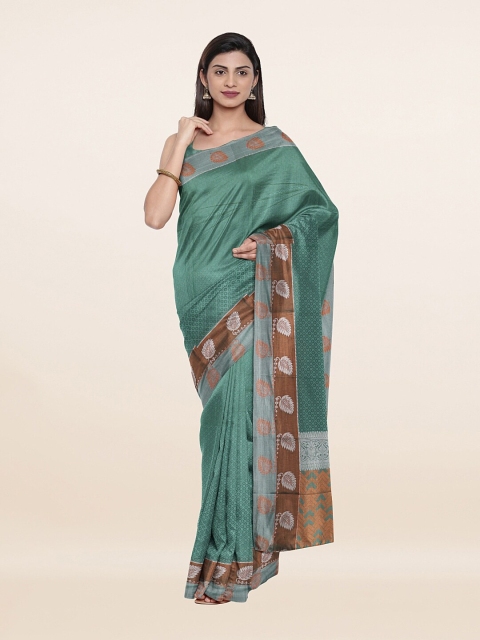 

Pothys Green & Gold-Toned Woven Design Zari Art Silk Saree