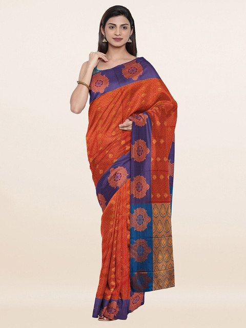 

Pothys Orange & Blue Woven Design Zari Art Silk Saree