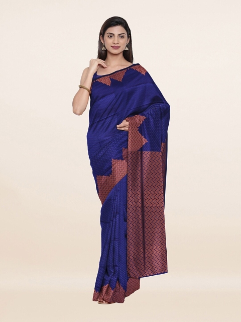 

Pothys Blue & Gold-Toned Woven Design Art Silk Saree