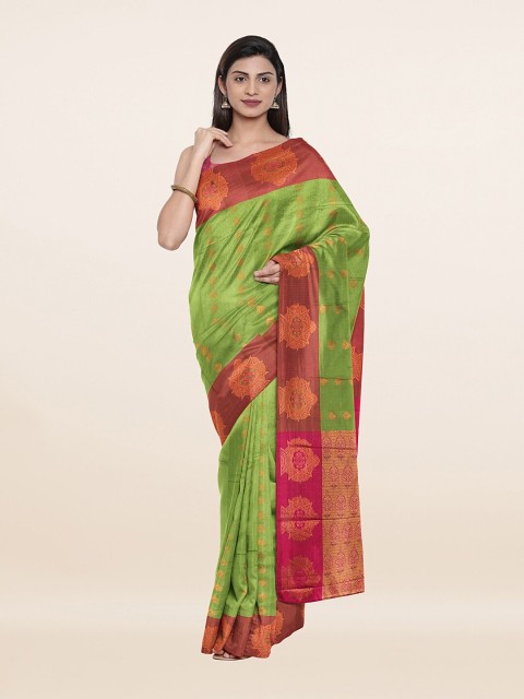 

Pothys Green & Gold-Toned Woven Design Zari Art Silk Saree