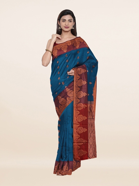 

Pothys Blue & Gold-Toned Woven Design Zari Art Silk Saree