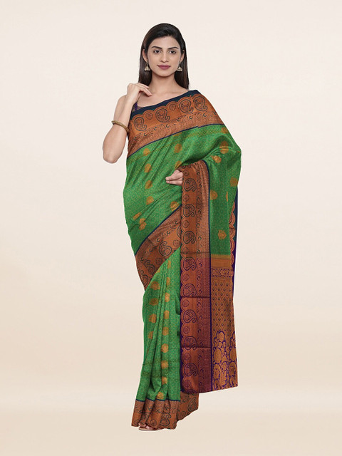 

Pothys Green & Maroon Floral Zari Art Silk Saree
