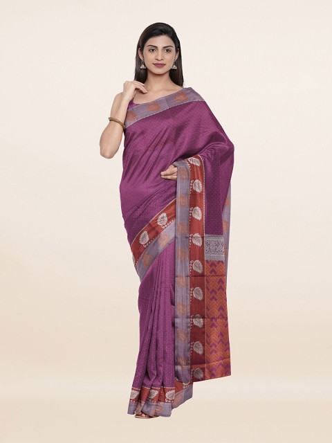 

Pothys Women Lavender & Silver-Toned Woven Design Art Silk Saree