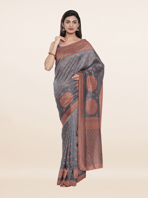 

Pothys Grey & Copper-Toned Woven Design Zari Art Silk Saree