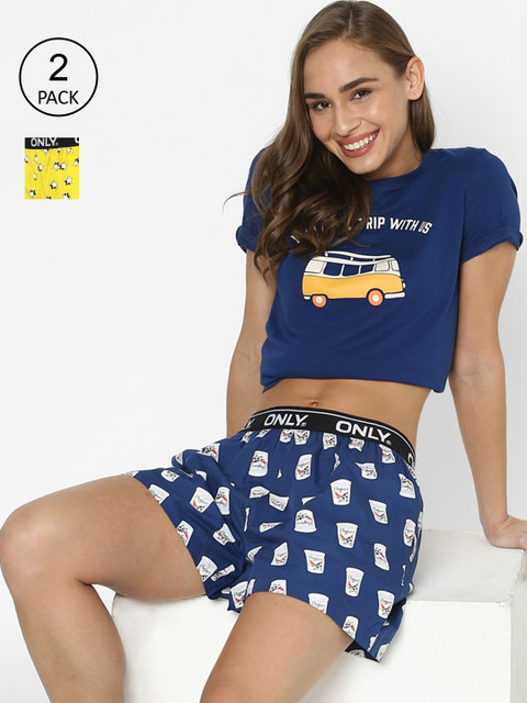 

ONLY Women Blue Floral Printed Shorts