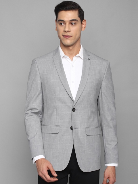 

Allen Solly Men Grey Checked Slim-Fit Single-Breasted Formal Blazer