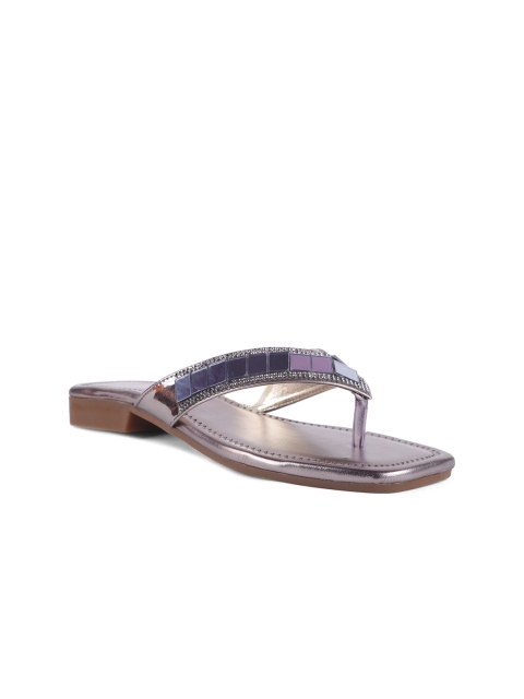 

FABBMATE Women Silver-Toned Embellished Open Toe Flats