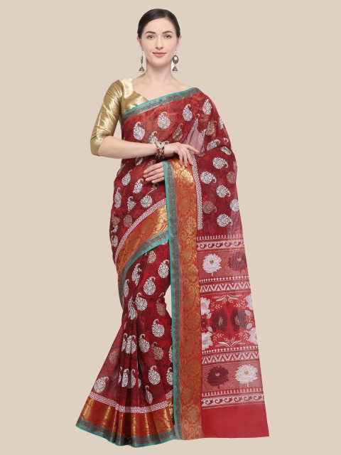 

Saree Swarg Maroon & White Kalamkari Sarees