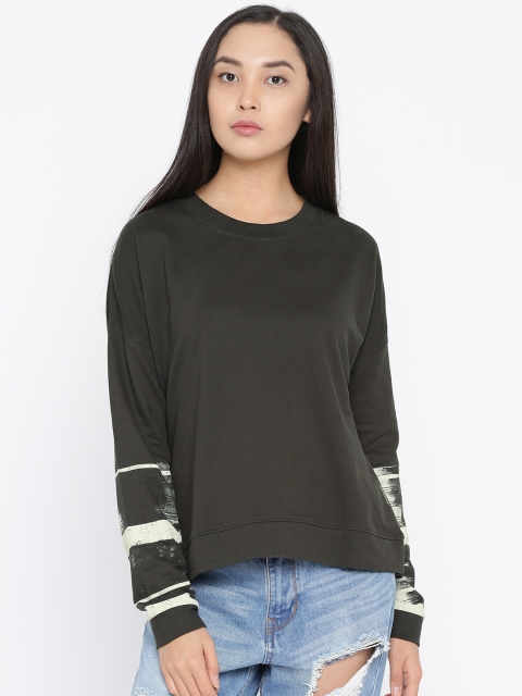 

Roadster Women Charcoal Grey Solid Sweatshirt