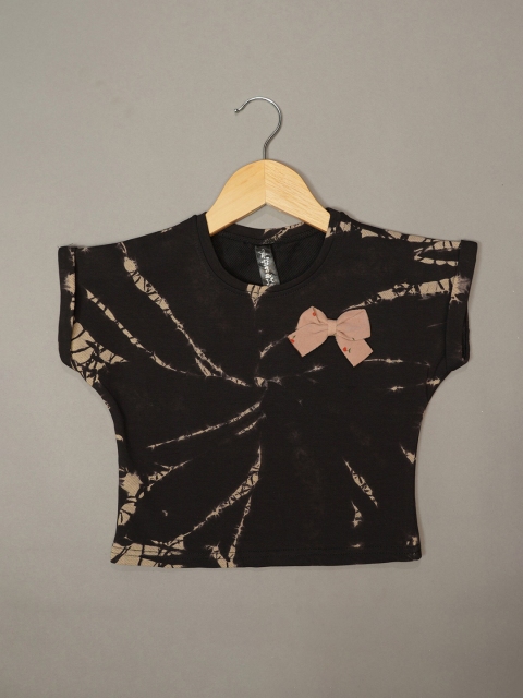 

Mumkins Black Embellished Print Extended Sleeves Top