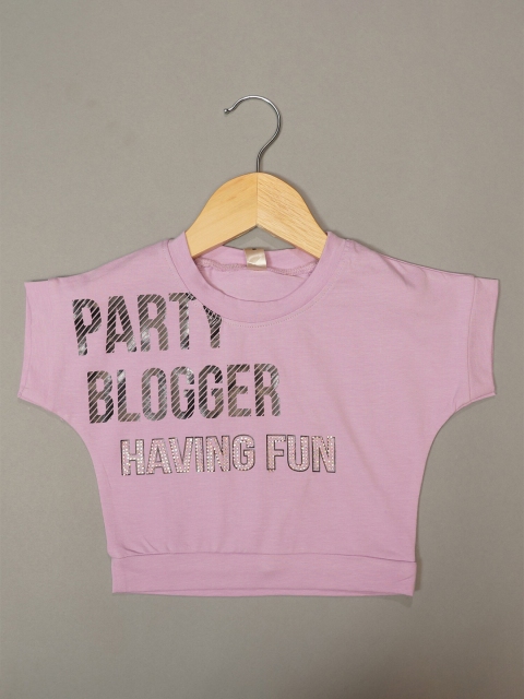 

Mumkins Purple Print Extended Sleeves Crepe Top