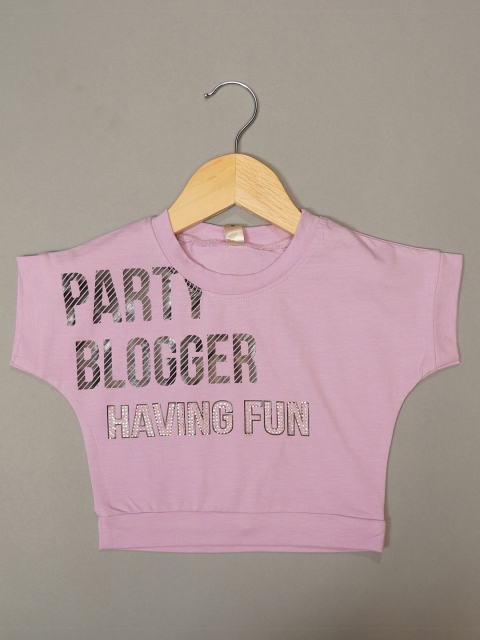 

Mumkins Purple Print Extended Sleeves Crepe Top