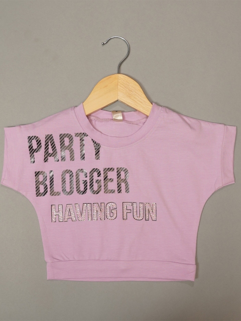 

Mumkins Purple Print Extended Sleeves Crepe Top