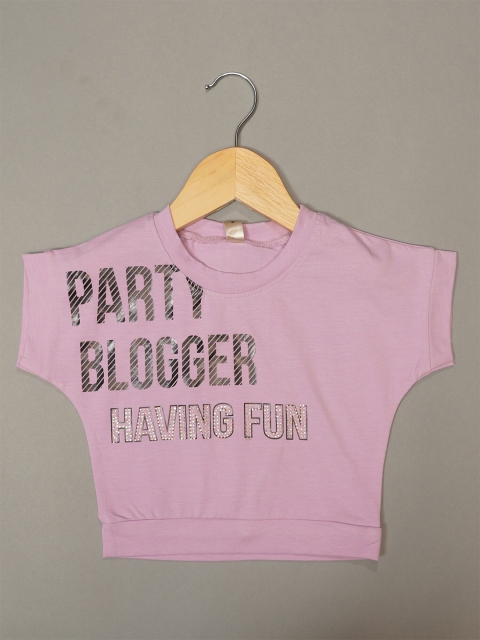 

Mumkins Purple Print Extended Sleeves Crepe Top