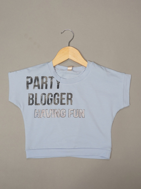 

Mumkins Blue Print Extended Sleeves Crepe Top