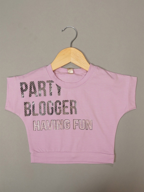 

Mumkins Purple Print Extended Sleeves Crepe Top