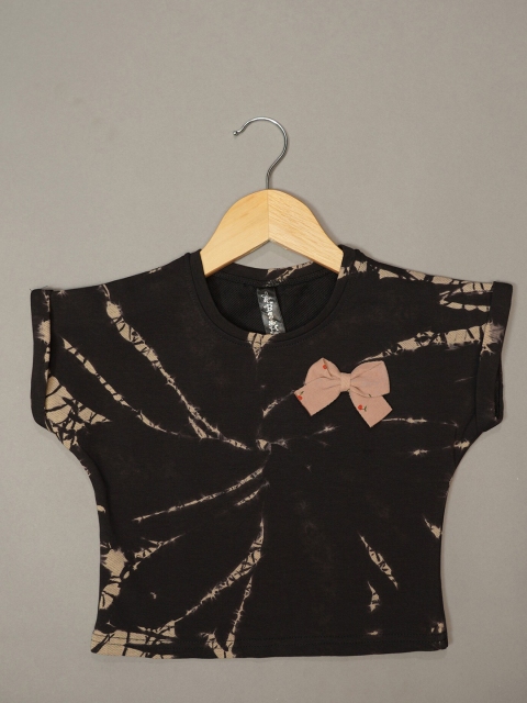 

Mumkins Black Embellished Print Extended Sleeves Top