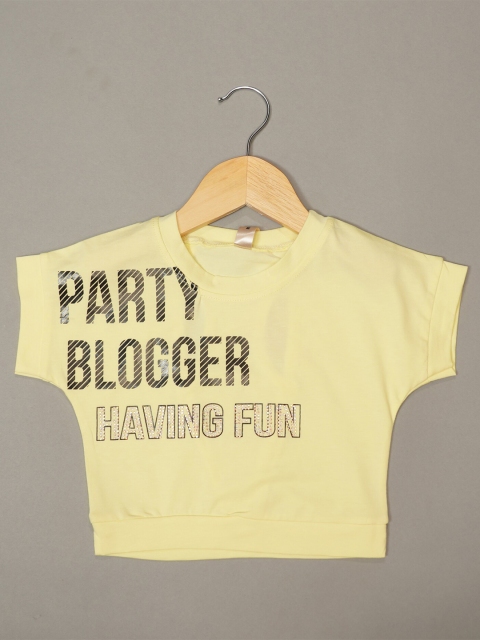 

Mumkins Yellow Extended Sleeves Crepe Styled Back Top