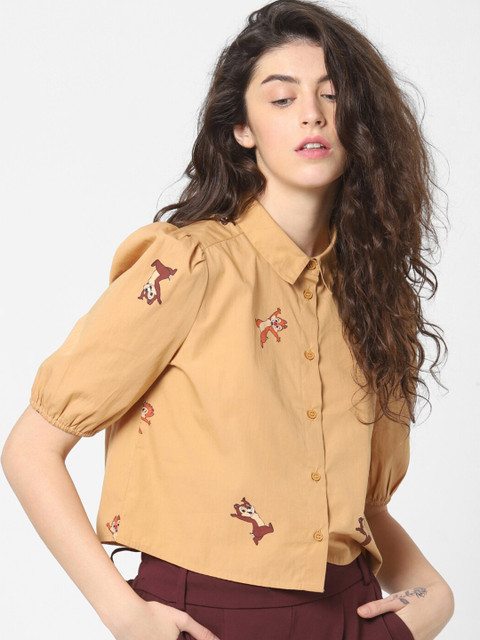 

ONLY Women Brown Slim Fit Printed Casual Shirt