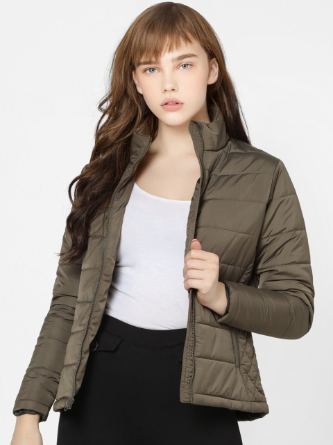 

ONLY Women Green Camouflage Longline Puffer Jacket