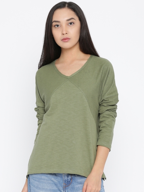 

Roadster Women Olive Green Solid Sweatshirt