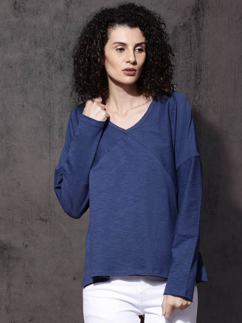 

Roadster Women Blue Solid Sweatshirt, Navy blue