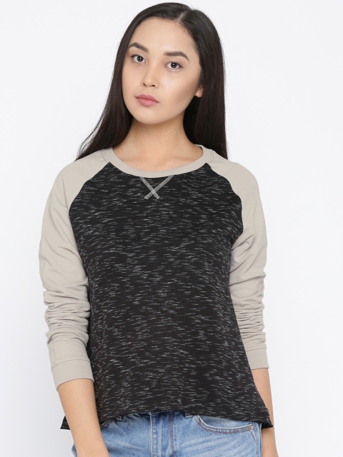

Roadster Women Black & Grey Solid Sweatshirt