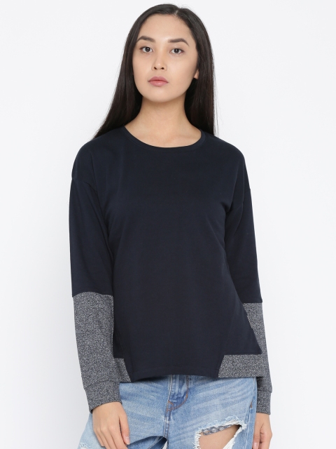 

Roadster Women Navy Blue Solid Sweatshirt