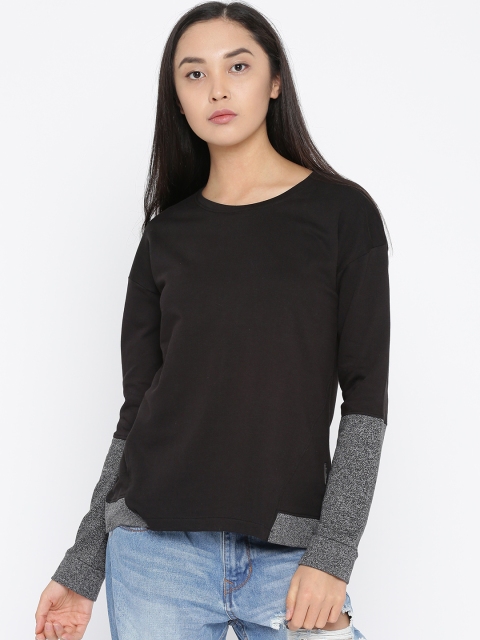 

Roadster Women Black Solid Sweatshirt