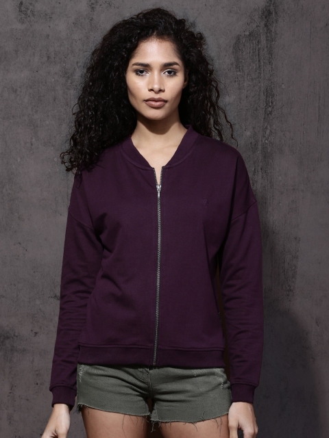 

Roadster Women Purple Solid Sweatshirt