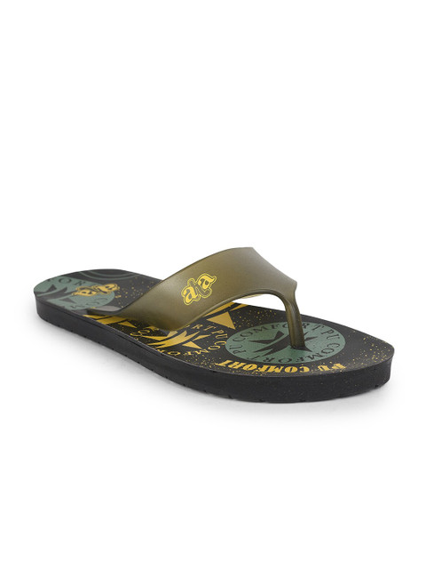 

Liberty Men Green & Yellow Printed Thong Flip-Flops