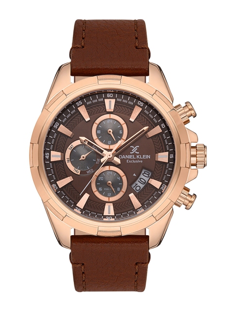 

Daniel Klein Men Pink Dial & Brown Leather Straps Analogue Watch DK 1 13143-5