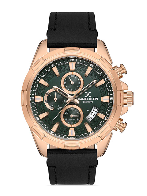 

Daniel Klein Men Pink Dial & Black Leather Straps Analogue Watch DK 1 13143-6